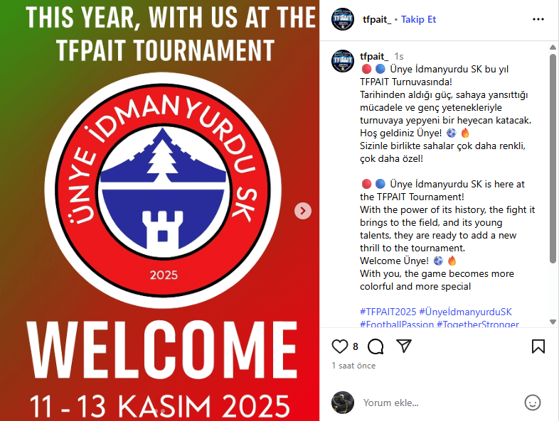 Ünye İdmanyurdu SK TFPAIT Turnuvasında !